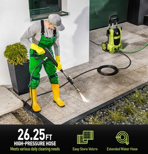 Electric Pressure Washer, 26 FT Hose Pressure Cleaner 2030 PSI with 4 Nozzles Tips,Surface Cleaning with Upgraded Swivel Joint for Car/Fences/Patios/Daily Needed (Mint Green)