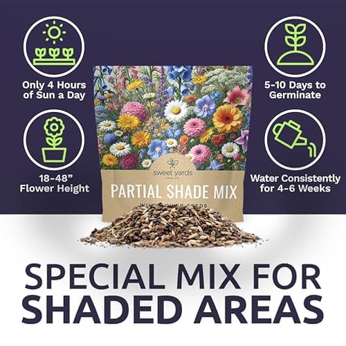Wildflower Seeds Partial Shade Mix - 1 Ounce Over 7,000 Open Pollinated Annual and Perennial Seeds