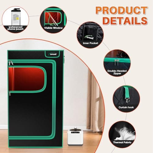 TOREAD Portable Infrared Steam Sauna with 660nm Red Light Therapy Saunas for Home,Red Light Sauna with 3L 1200W Steamer, Adjustable Temperature, Timer Setting, Remote Control, Folding Sauna Chair