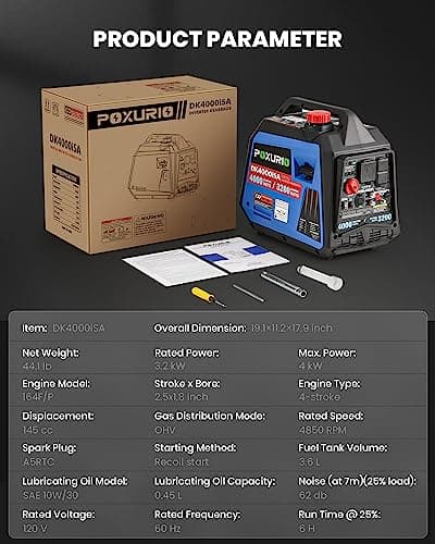 4000 Watt Inverter Generator, 120V Gas Powered Generator Super Quiet, RV Ready/EPA for RV, Camping and Home