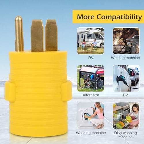 AQQHSAIN NEMA 14-50P to 14-30R Compact Adapter, 4 Prong 50 Amp Male Plug to 30 Amp Female Receptacle 120V/240V RV to Dryer Adapter Power Cord Connector for Welder EV Generator Camper Travel