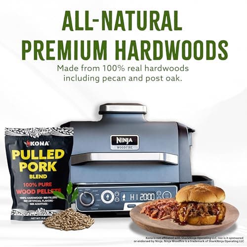 Kona Pulled Pork Blend Smoker Pellets, Intended for Ninja Woodfire Outdoor Grill, 2 lb Resealable Bag