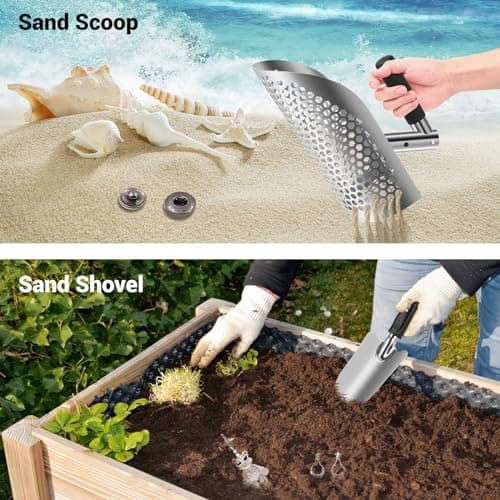 Sand Scoop with Shovel for Metal Detecting, Metal Detector at Beach,Heavy Duty Stainless Steel Metal Detecting Tool,Treasure Finds Scoop, Digging Shovel Fast Sifting Shovel