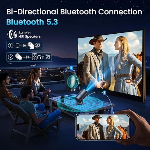 [Netflix Officially & Electric Focus]Mini Projector with WiFi and Bluetooth - 1080P 4K Support Portable Outdoor Projector,YOWHICK 270°Smart Projector for Movie Night/Ceiling /Home Theater (Grey)
