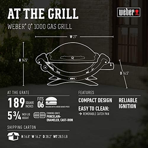 Weber Q1000 Liquid Propane Grill, Chrome
