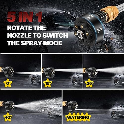 Vagueior Cordless Pressure Washer Gun, Portable Power Cleaner,with 21V 3.0AH Battery and Charging Kit, 5-in-1 Nozzle, Suitable for Outdoor Cleaning and Watering. (1 Battery, BLACK)