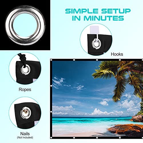 AAJK Outdoor Projection Screen 150 inch, Washable Projector Screen 16:9 Foldable Anti-Crease Portable Projector Movies Screen for Home Theater Outdoor Indoor Support Double Sided Projection