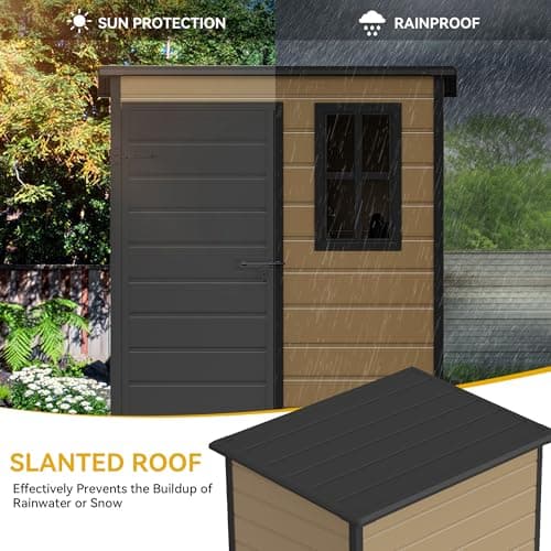 DWVO 5x3 FT Outdoor Storage Shed with Reinforced Floor, All-Weather Resin Storage Shed with Lockable Door & Window, Waterproof Plastic Tool Storage for Garden, Backyard, Patio, Lawn