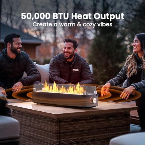 Ciays 28 Inch Table Top Propane Fire Pit, 50,000 BTU Tabletop Firepit with Glass Wind Guard & Glass Beads, Nylon Cover, Portable Outdoor Portable Fireplace for Patio and Camping