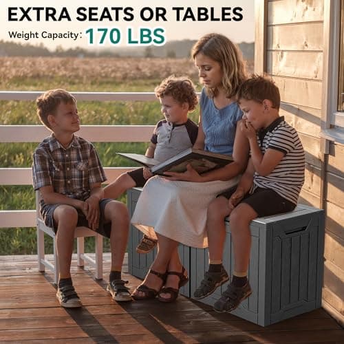 YITAHOME 31 Gallon Resin Deck Box Outdoor Storage Box and Waterproof Package Delivery Box with Lockable Lid for Patio Furniture, GardenTools, Pool Supplies, Black