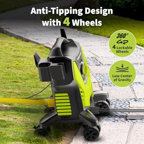 Electric Pressure Washer, 3500 PSI 2.4 GPM Power Washer with Anti-Tipping Technology, 4 Quick Connect Nozzles, Foam Cannon, Stainless Steel Lance, High Pressure Washer for Cars/Fences/Driveways/Patios