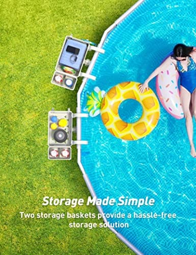 2024 Upgrade 2 Sets Poolside Storage Basket, Above Ground Pool Accessories, Swimming Pool Storage Basket with Pool Cup Holder, Poolside Storage to Organize Cup Towel