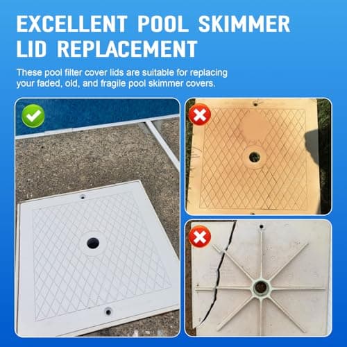 10'' Pool Skimmer Lid/Cover Replacement for Hayward SPX1082E, SP082 1083 1084 1085 SP1086, Square Skimmer Basket Deck Covers Plate for Inground Pools, Heavy Duty Plastic, White, 2 Pack