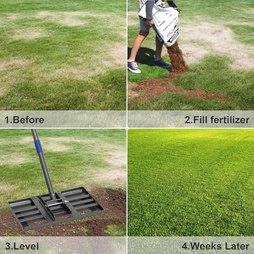 Heavy Duty Leveling Rake for Lawn, Yard & Soil - 5FT Stainless Steel Garden Tool, Rust-Proof Dirt Leveler for Turf, Golf & Football Fields