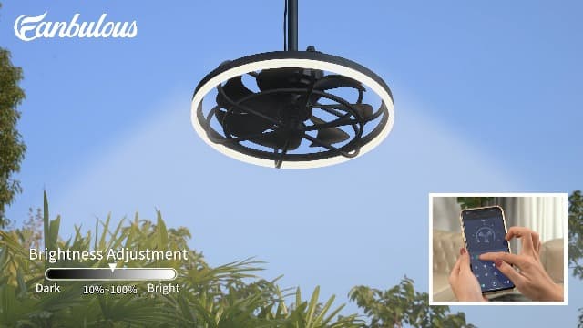Outdoor Ceiling Fans with Light for Patios, 20" Weatherproof Plug in Ceiling Fan, Gazebo Fan Remote&APP Control, 3CCT Dimmable,Caged Ceiling Fan with Hanging Hook for Porch, Pergola,Canopy