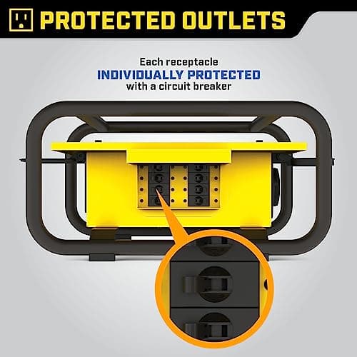 Champion Power Equipment Pro Grade OSHA Compliant Power Distribution Box, 50-Amp Twist Lock Inlet, Six 120V GFCI Duplexes, One 120/240V 30A Locking Outlet, 30A and 50A RV Adapters