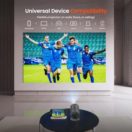 [Two-Way Bluetooth 5.2] Mini Portable Projector 4K 1080P Supported Projection, Tecaki Movie Projector with 180°Rotatable Stand Auto Keystone Correction Long Lens Life for Home Theater, Outdoor Party
