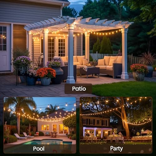 Outdoor String Lights 100 FT 52 Shatterproof LED Bulbs, UL Certified Patio Lights Outdoor Light Strings Waterproof for Patio Yard Outside Party Wedding, Connectable Dimmable 50 Sockets 2700K