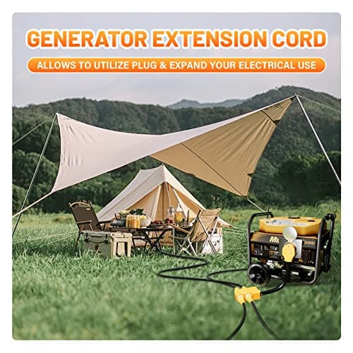MECMO 50 Amp to 20 Amp 110V RV Distribution Adapter, NEMA 14-50P to 4 X 5-20R/15R RV 4-Prong to Mutiple Household Outlet w/ 20amp Circuit Breaker, ETL Listed RV Generator Distribution Cord