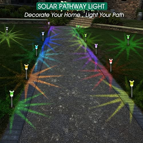 Solar Outdoor Lights, 10 Pack Solar Pathway Lights Outdoor Waterproof, Stake Lighting for Garden Yard Path Walkway Driveway Patio Lawn Decor,Color Changing