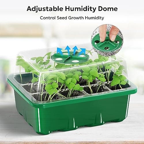 MIXC 10 Packs Seed Starter Tray Seed Starter Kit with Humidity Dome (120 Cells Total Tray) Seed Starting Trays Plant Starter Kit and Base Mini Greenhouse Germination Kit for Seeds Growing Starting
