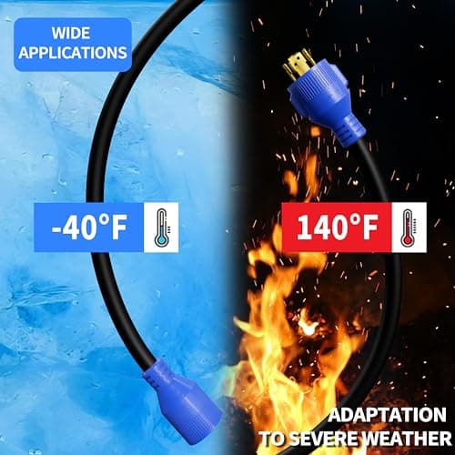 4 Prong 30 Amp 10 Foot Generator Extension Cord, NEMA L14-30P/L14-30R, 125/250V Up to 7500W 10 Gauge SJTW Generator Cord, ETL Listed