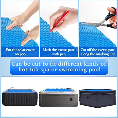 Solar Hot Tub Spa Bubble Cover Blanket for 6 7 Ft Square Inflatable Hot Tub Spa Pool Thermal Insulation Floating Bubble Wrap Covers Blankets(6 x 6 FT)