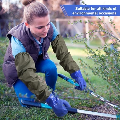MUMUKE Long Waterproof Gloves, Long Chemical Gloves, Reusable, Padded Cotton Lined/Acid & Oil Resistant 28 inch