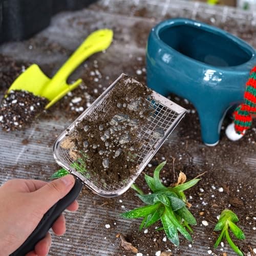 2pcs Gardening Sifter, Sand Compost Sifter with Handle Garden Sifters Compost Sifter Screen Garden Sieve Sifter Potting Scoop for Sand Rocks Dirt Compost