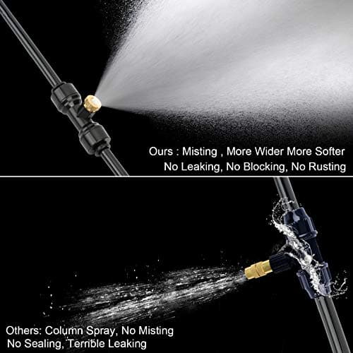 Misting Cooling System, DIY 33FT(10M) Misting Line +10 Brass Mist Nozzles+ a Brass Connector(3/4'') Outdoor Mister System for Patio Waterpark Garden Trampoline Greenhouse