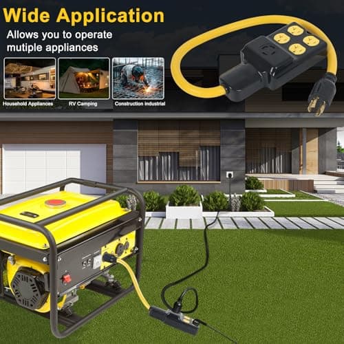 NEMA L14-30P to (4) 5-20R 5-15R & L14-30R Generator Adapter, 4 Prong L14-30 Twist Locking Generator Male Plug to 15 Amp 20 Amp 30 Amp Female Receptacle, Generator Adapter Extension Cord