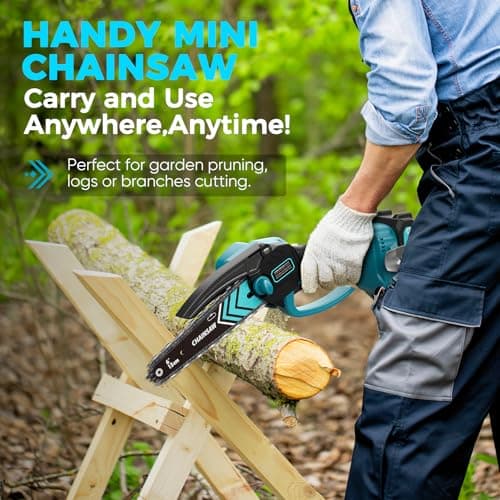 6 Inch Mini Chainsaw Cordless, Portable Electric Chainsaw, for Wood Cutting, Tree Trimming, Courtyard, Household, and Garden