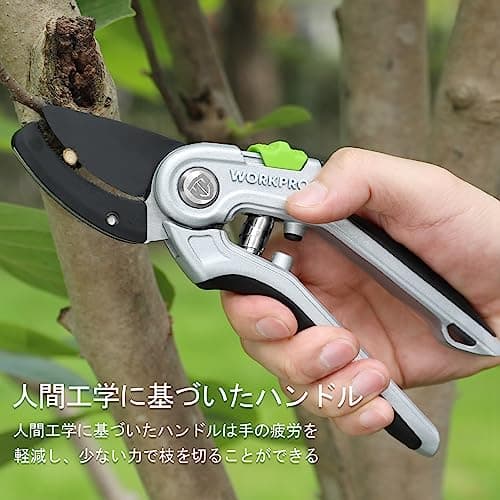 WORKPRO Garden Anvil Pruning Shears, 8" Garden Pruning Scissors Heavy Duty with Ergonomically Design Handle, Labor-Saving Garden Clippers Hand Tools for Thick Dry branches and Dead Plants