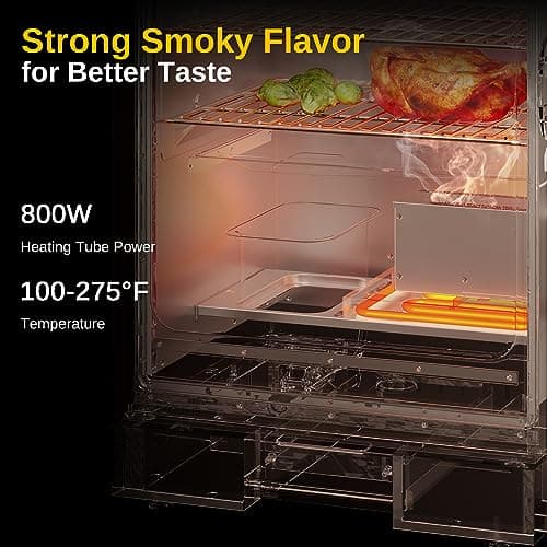 EAST OAK 30-Inch Electric Smoker with Visualization Glass Door and Cover, Smoker with Side Wood Chip Loader and Heavy Duty 600D PVC Waterproof UV-resistant Smoker Grill Cover for Camping BBQ Picnic