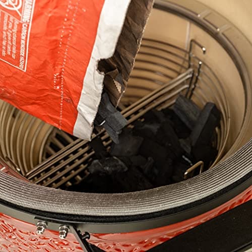 Kamado Joe KJ23RHC Classic Joe II 18-inch Charcoal Grill with Cart and Side Shelves, Blaze Red + Kamado Joe KJ-MCC23 Charcoal Basket Grill Accessory for Classic Joe, Stainless Steel