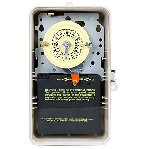 Intermatic T104P3 Mechanical Time Switch - Double Pole, Single Throw, NEMA 3R Enclosure - One-Hour Control, On/Off Trippers Included, High Motor Load Ratings