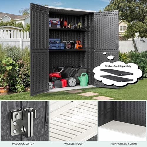 YITAHOME 59 cuft Outdoor Vertical Storage Shed, Tall Storage Shed Outdoor w/o Shelf, Outdoor Waterproof Storage Cabinet for Garage, Pool Storage, Garden Shed Outdoor Storage, Dark Gray