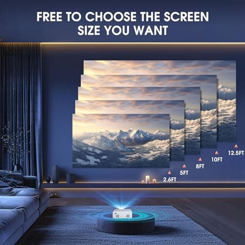Mini Projector | 4K Support 200" Giant Screen | 500 ANSI Lumens, Bluetooth 5.2 | Portable Outdoor Movie Projector Compatible with TV Stick/Phone/HDMI/PC | Built-in HiFi Speaker