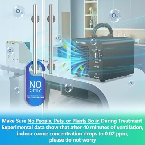 Ozone Generator 60000mg/h, High Capacity Ozone Machine, Odor Eliminator for Home, Car, Smoke, Pets, O3 Air Purifier Deodorizes 6,000 Square Feet (Black)