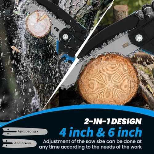 Mini Chainsaw Cordless 6 inch & 4 inch,2-in-1 Portable Electric Chain Saw Set, Handheld Chainsaw with 2 Batteries & Safety Lock for Tree Trimming, Wood Cutting, Garden & Home Use