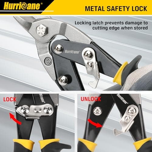 HURRICANE 10 Inch Aviation Tin Snips, Heavy Duty Metal Cutter Shears for Cutting Sheet Metal, Straight Cut, Chrome Vanadium Steel