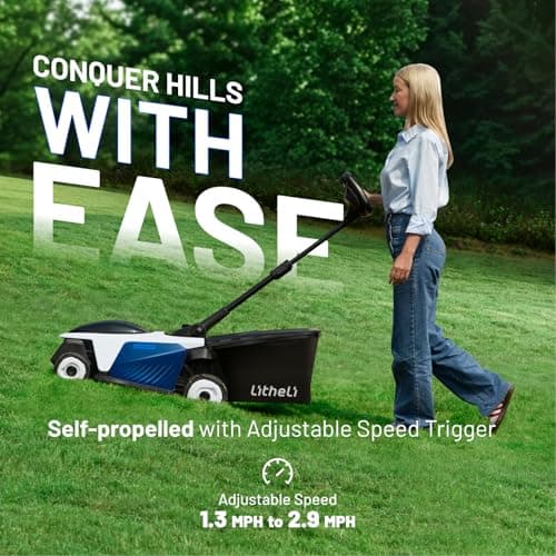 Electric Lawn Mower, Self-propelled Lawn Mower Cordless 40V(2x20V) 18.5" Brushless Mower with Electric Cutting Height Adjustment, High Speed, 2 x 4.0Ah Battery and Fast Charger Included