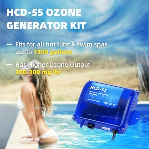 HCD-55 Spa Ozone Generator – Universal Hot Tub & Cold Plunge Ozonator, 200/300 mg/hr Output, Compatible with 120V/240V, Easy-to-Install Kit for Pools & Spas Up to 1500 Gallons