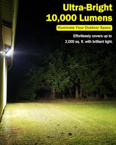 Engrepo Solar Lights Outdoor 10000LM Auto On/Off Dusk to Dawn Light with 20000mAh Battery, IP65 Waterproof Outside Solar Powered Security Flood Light with Remote Control for Wall Porch Shed Barn.