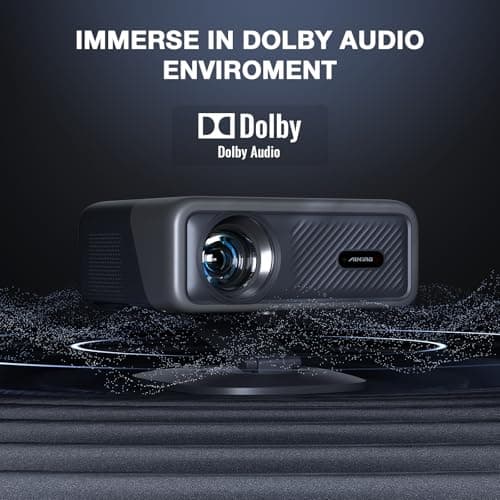 [Netflix Officially&AI Auto Focus]AuKing Smart Projector with Wifi and Bluetooth,Auto Focus&Keystone Projector4K,3D DoIby Audio, 1200ANSI Outdoor Projector with Omnidirectional Rotating Stand(Grey)