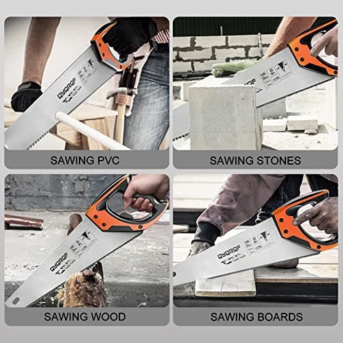 14 Inch Hand Saw, Heavy Duty Wood Saw with Ergonomical Handle Rust-proof Handsaw for Sawing Pruning Gardening Wood Plastic and Drywall (orange)
