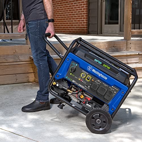 Westinghouse 4650 Peak Watt Dual Fuel Portable Generator, Remote Electric Start with Auto Choke, RV Ready 30A Outlet, Gas & Propane Powered, CO Sensor