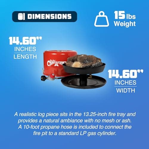 Camco 13.25 Inch Big Red Campfire Compact Outdoor Portable Tabletop Propane Heater Fire Pit Bowl for Camping, Tailgating, and Patios, Red