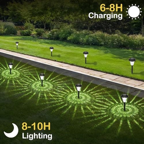 Solar Pathway Lights Outdoor Waterproof, 8 Pack 6500K Solar Garden Lights with Auto On/Off, Bright Outdoor Garden Decor for Yard Patio Walkway Lawn Landscape, Cold White