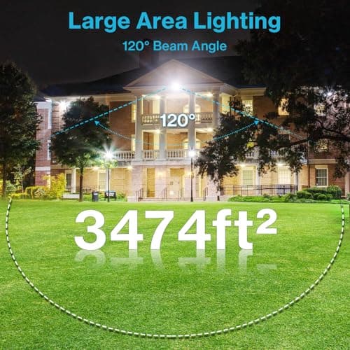 Olafus 2 Pack 150W LED Flood Light Outdoor, 13500LM Super Bright Work Lights Plug in, 6500K, IP66 Waterproof Exterior Floodlight for Stadium Yard Barn